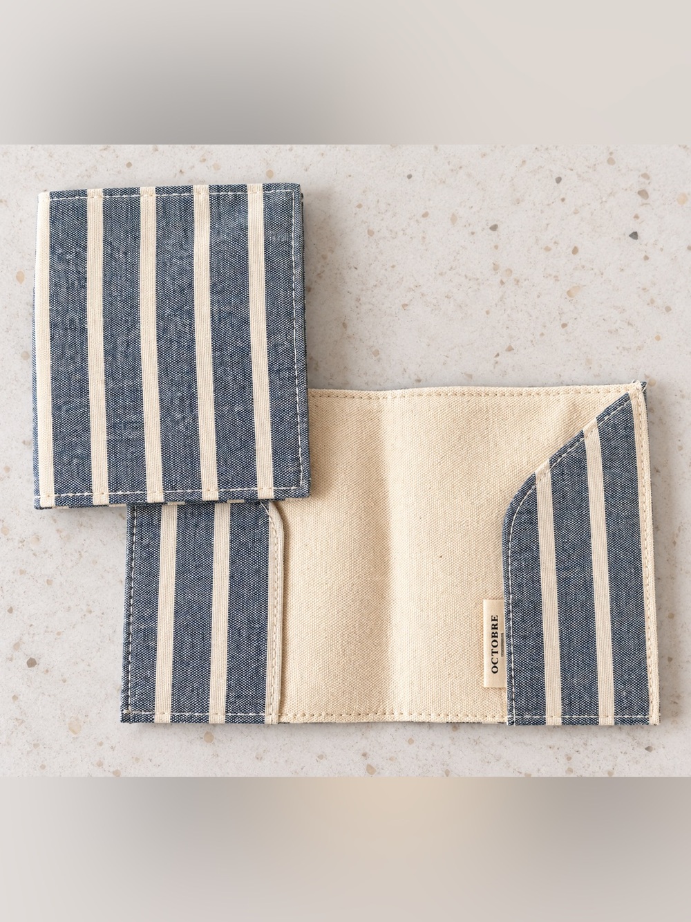 NEW 2x Sézane / Octobre Éditions Striped Passport Holder – Blue & Cream